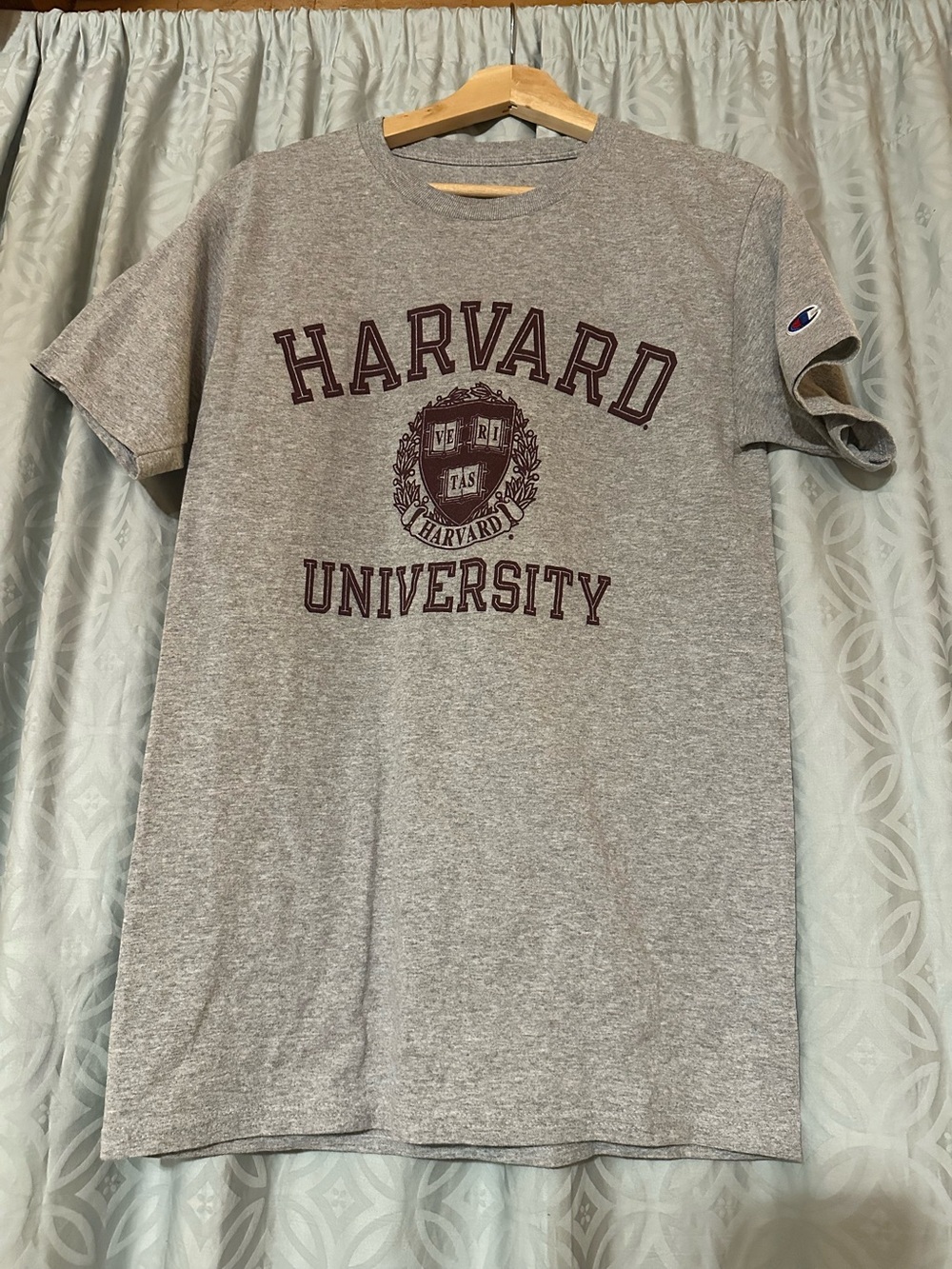 Champion Harvard University Collegiate T-Shirt Tee Gray Unisex Sz Small School
